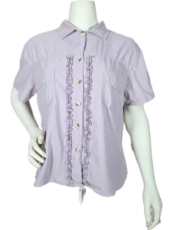 J. Jill Tops - J. Jill Cottagecore Lavender Ruffle Cotton Blouse L